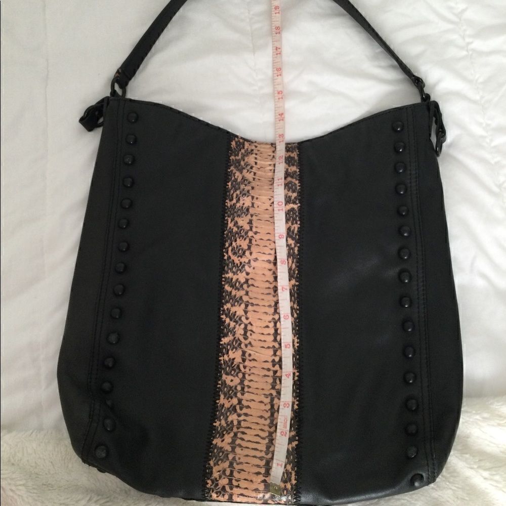 Loffler leather black bag python detail - image 4